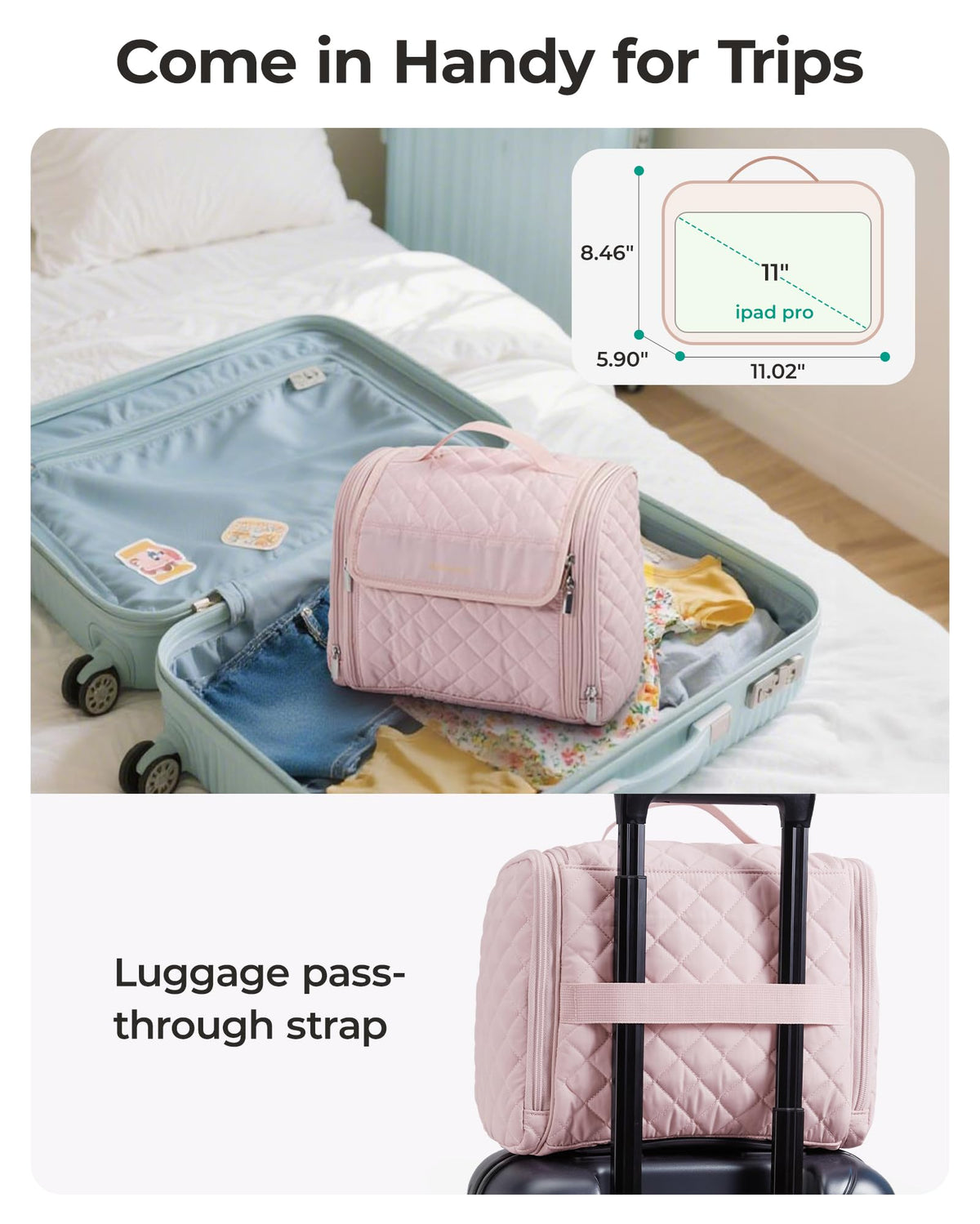 BAGSMART Travel Toiletry Bag filled with cosmetics