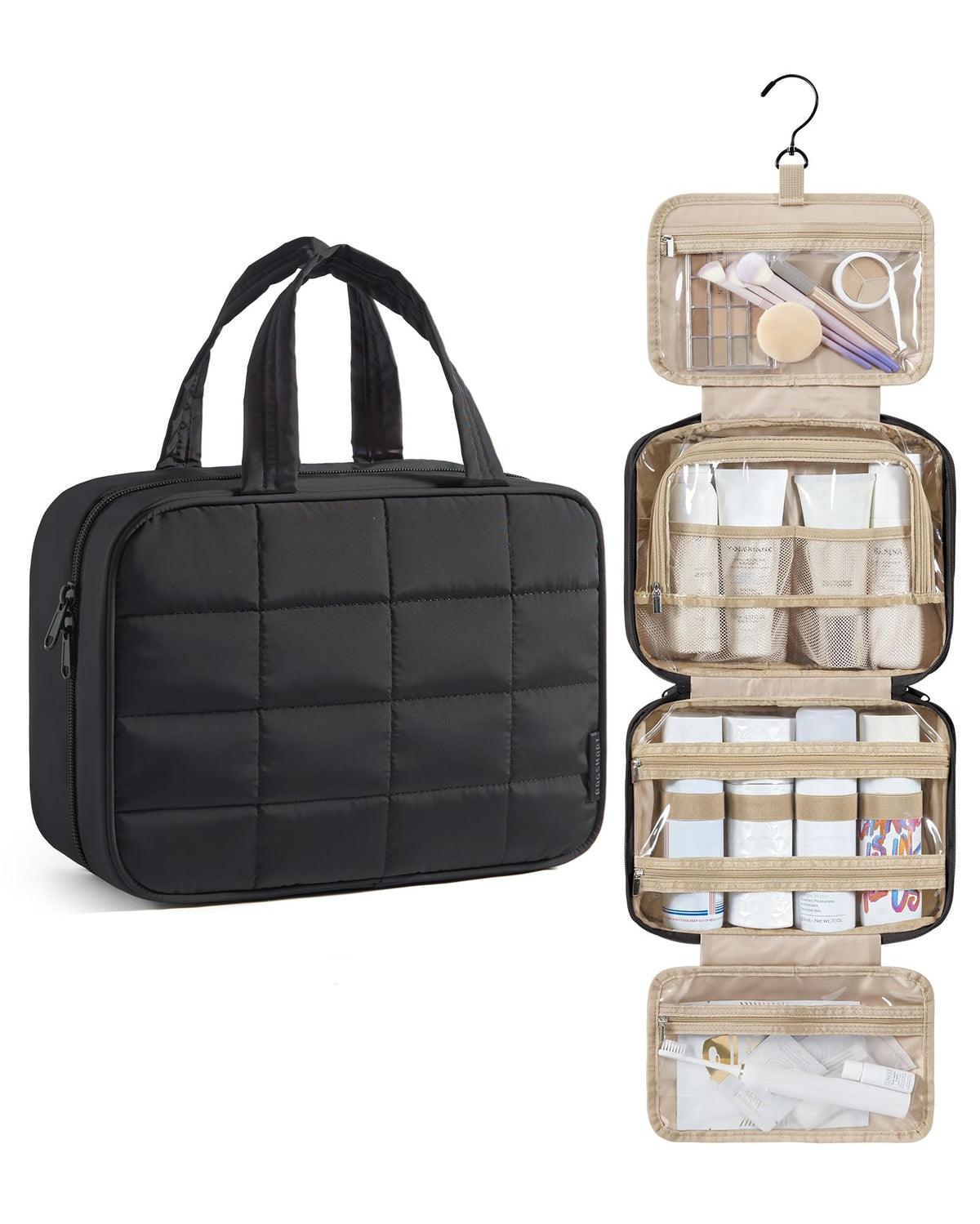 BAGSMART Travel Toiletry Bag for Women in black front view