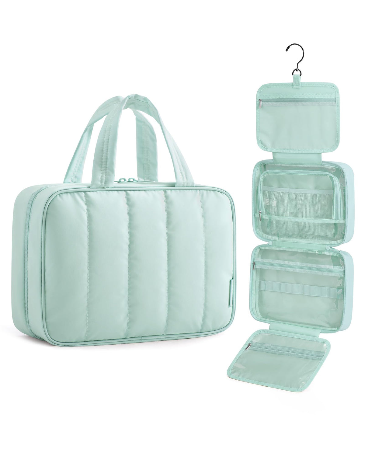 BAGSMART Travel Toiletry Bag front view in baby blue