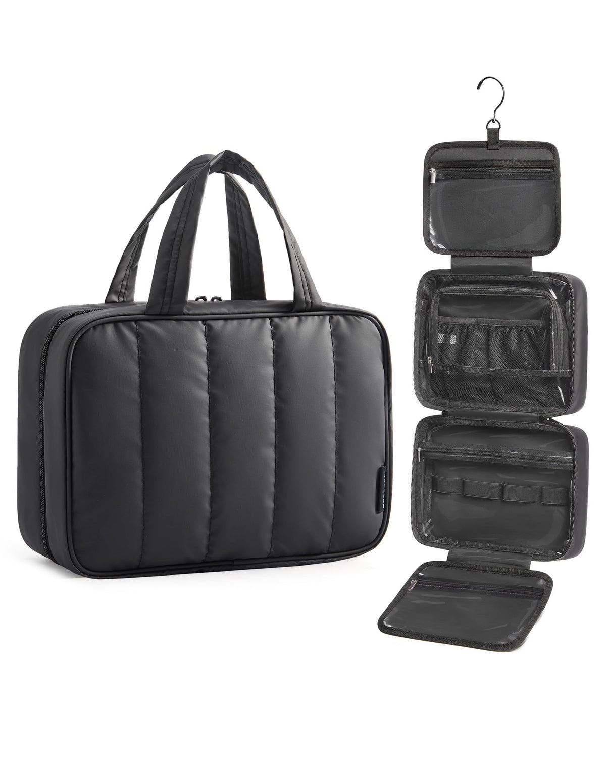 BAGSMART Travel Toiletry Bag front view in black