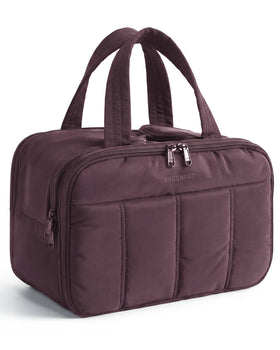 BAGSMART Travel Toiletry Bag front view in Black Purple