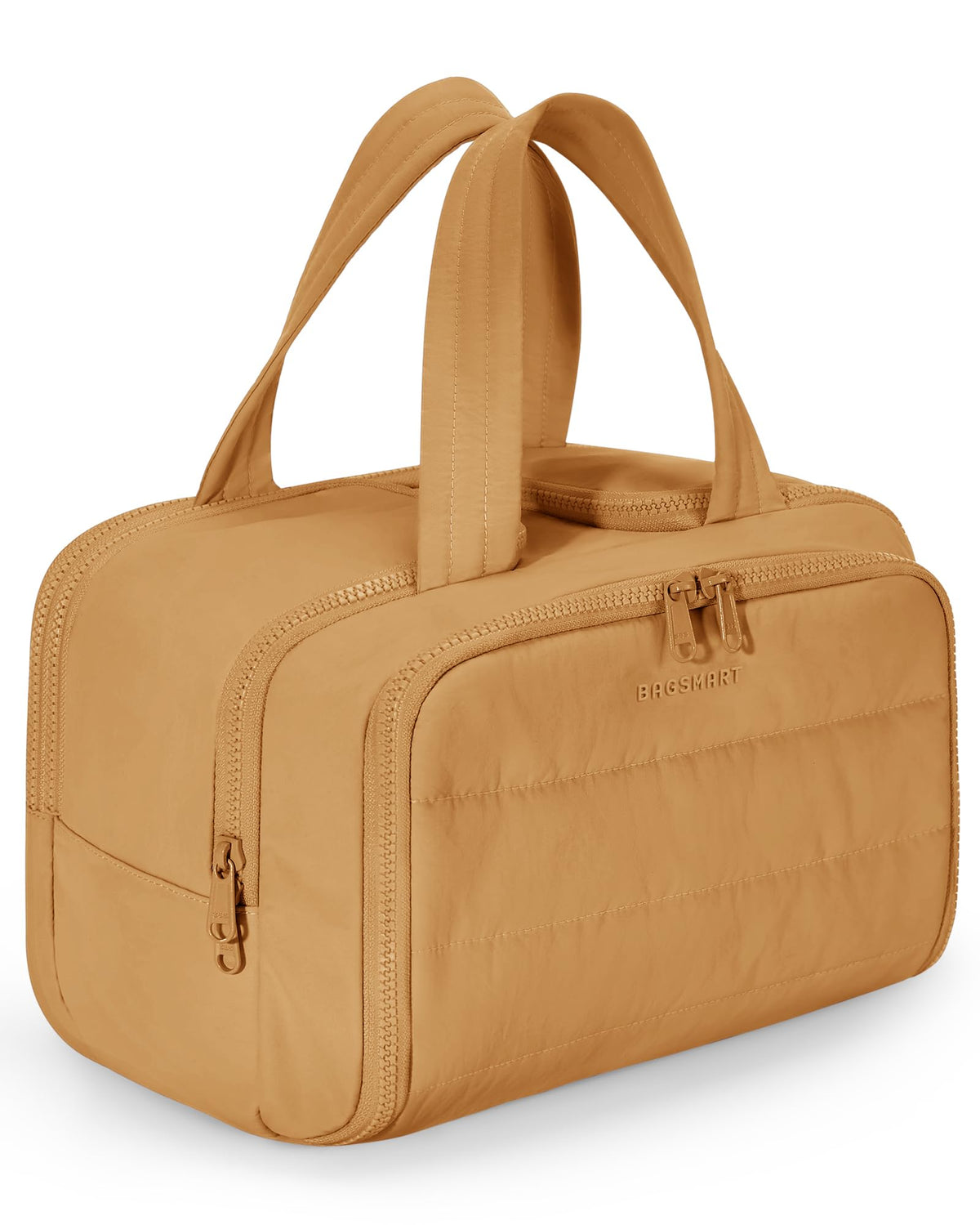 BAGSMART Travel Toiletry Bag front view in Brownstone Yellow