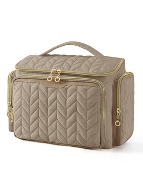 BAGSMART Travel Toiletry Bag front view in Camel