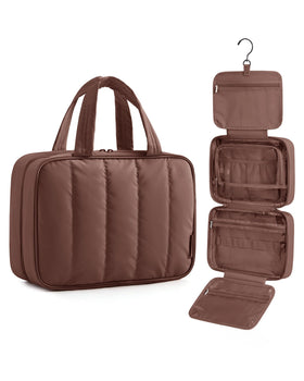 BAGSMART Travel Toiletry Bag front view in Coffee Brown