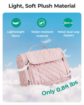BAGSMART Travel Toiletry Bag hanging hook in use