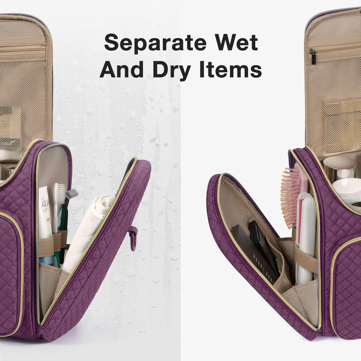 BAGSMART Travel Toiletry Bag hanging with swivel hook