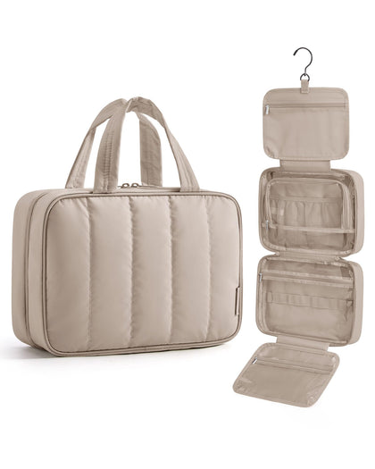 BAGSMART Travel Toiletry Bag in camel colour front view