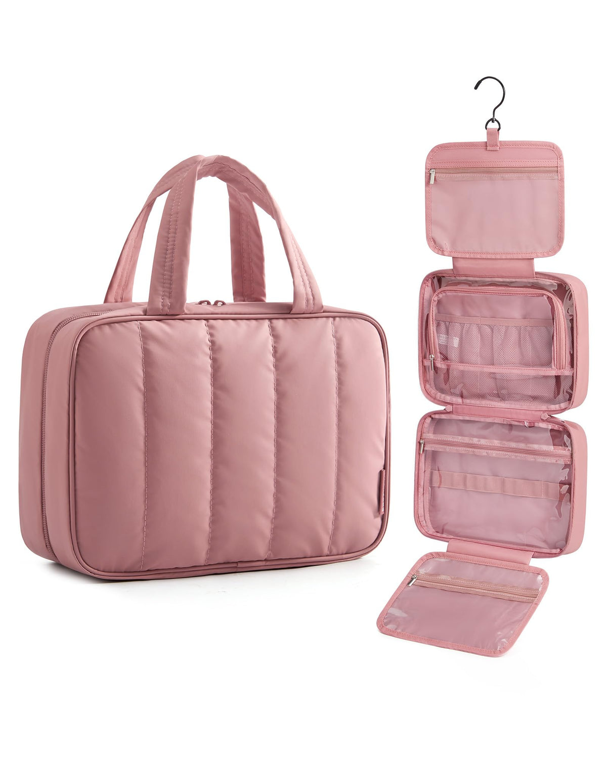 BAGSMART Travel Toiletry Bag in Dusty Rose front view