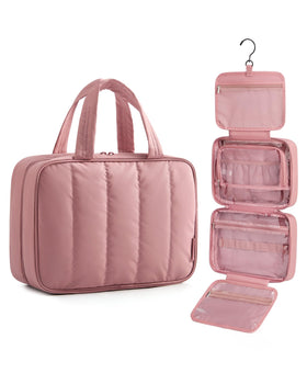 BAGSMART Travel Toiletry Bag in Dusty Rose front view