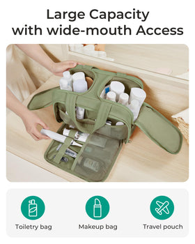 BAGSMART Travel Toiletry Bag large opening with compartments