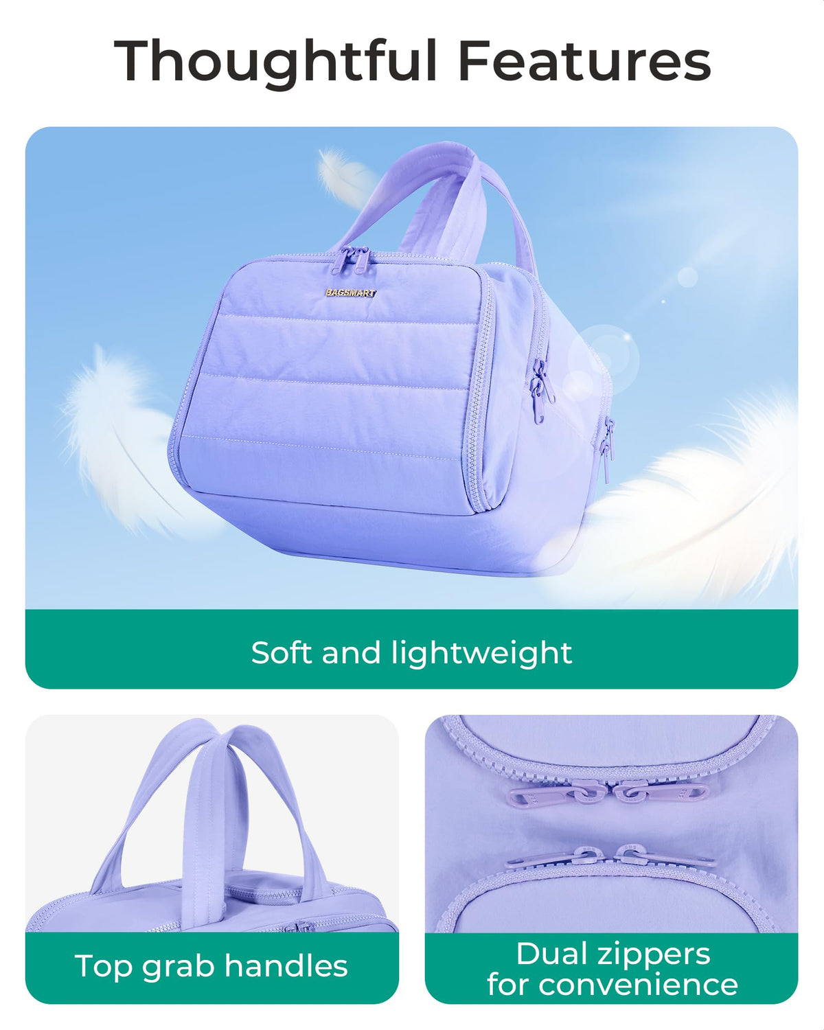BAGSMART Travel Toiletry Bag lifestyle scene with travel accessories