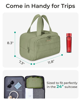 BAGSMART Travel Toiletry Bag lifestyle scene with travel essentials