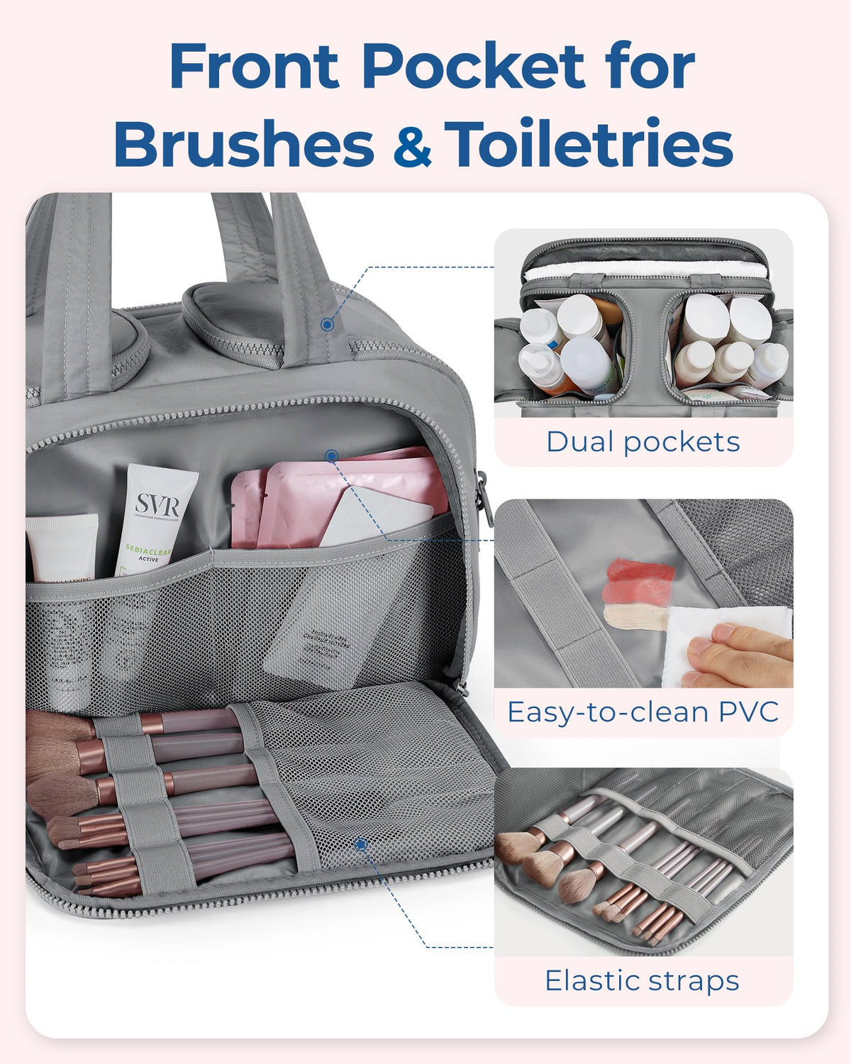 BAGSMART Travel Toiletry Bag open showing full access