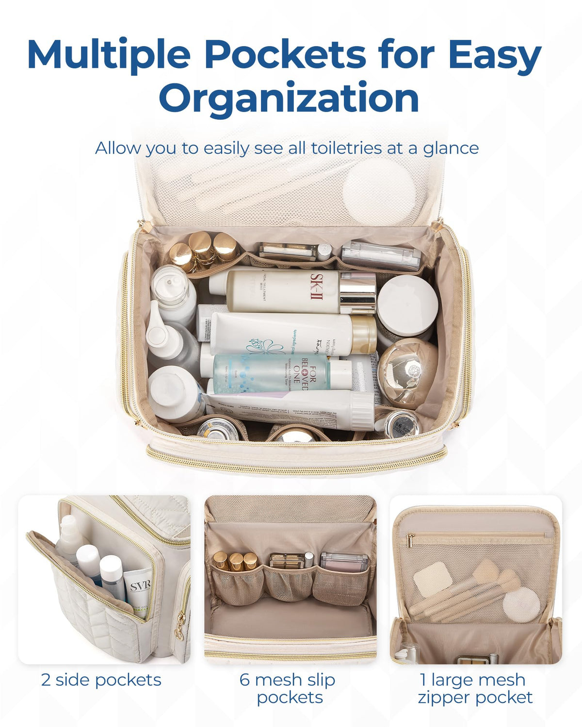BAGSMART Travel Toiletry Bag open view with toiletries