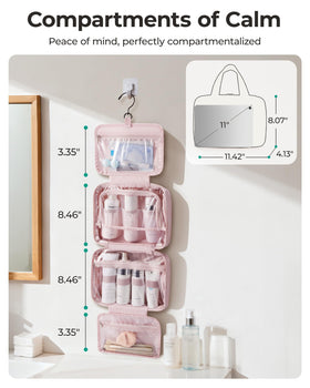 BAGSMART Travel Toiletry Bag open with compartments