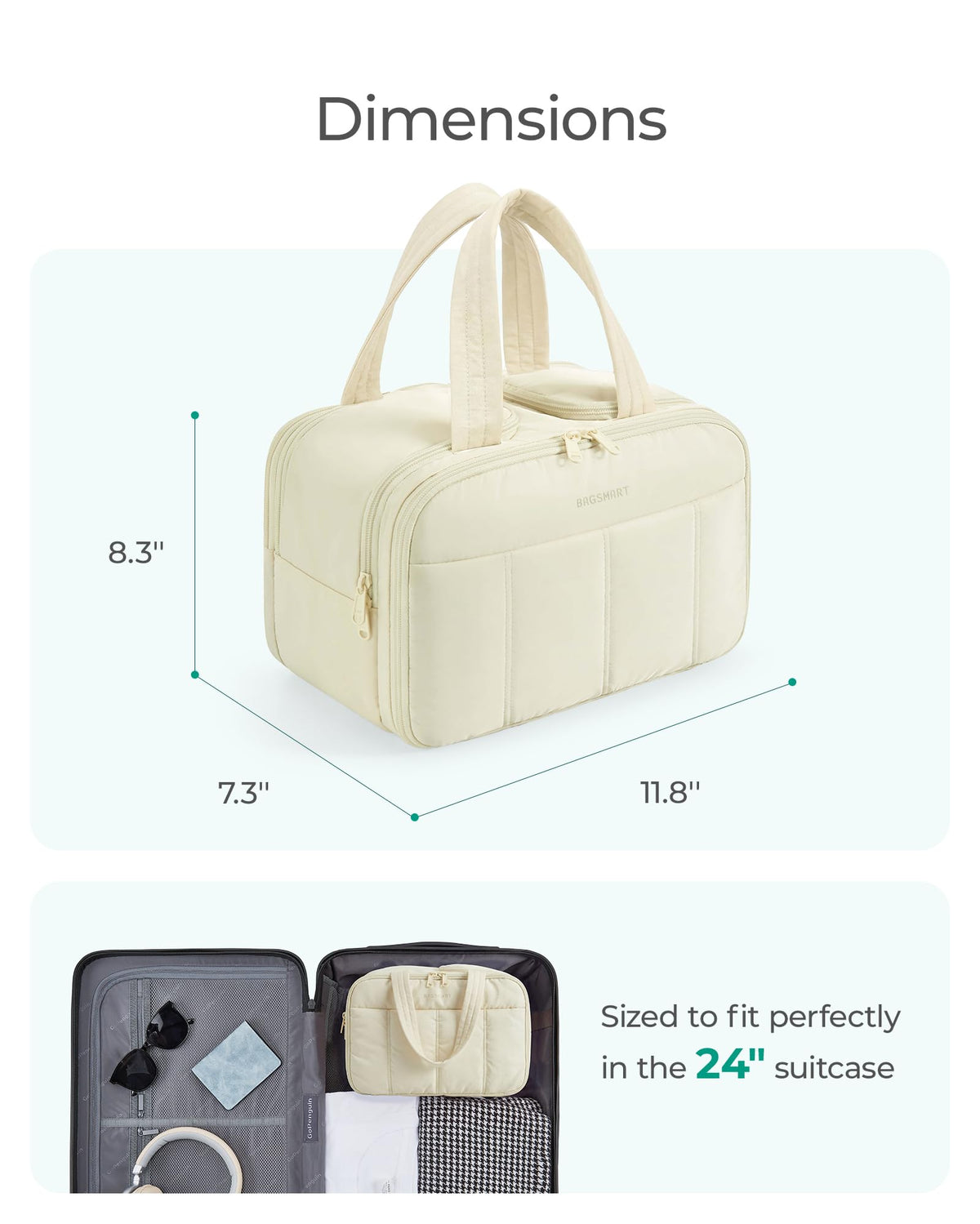 BAGSMART Travel Toiletry Bag open with organized compartments