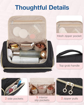 BAGSMART Travel Toiletry Bag open with toiletries inside