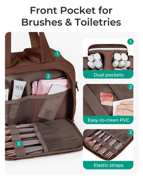 BAGSMART Travel Toiletry Bag, open with toiletries organized