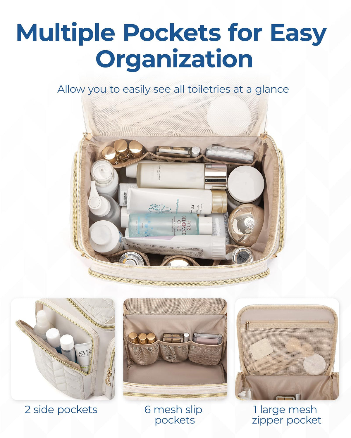 BAGSMART Travel Toiletry Bag opened wide for easy access