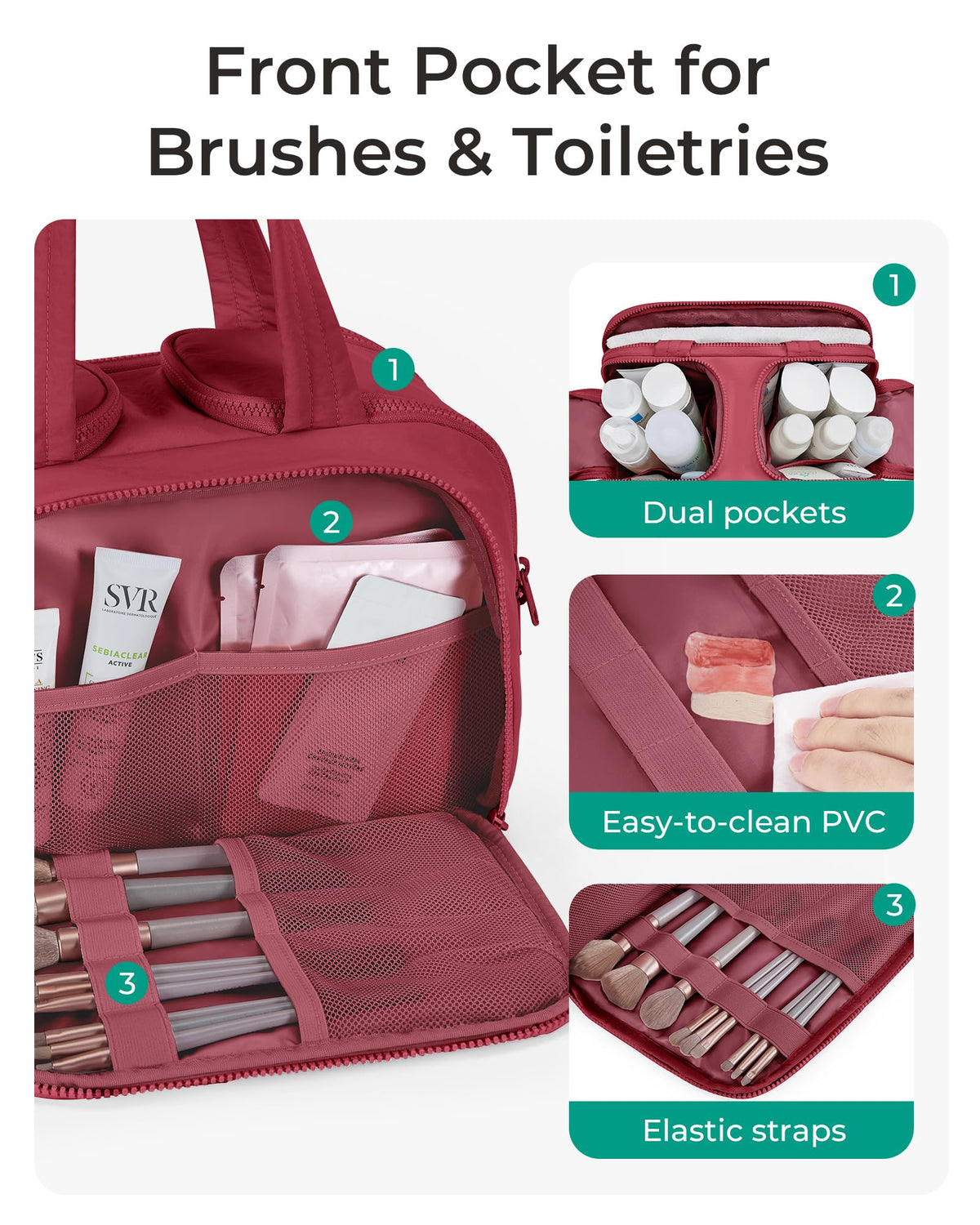 BAGSMART Travel Toiletry Bag showing compartments and layout