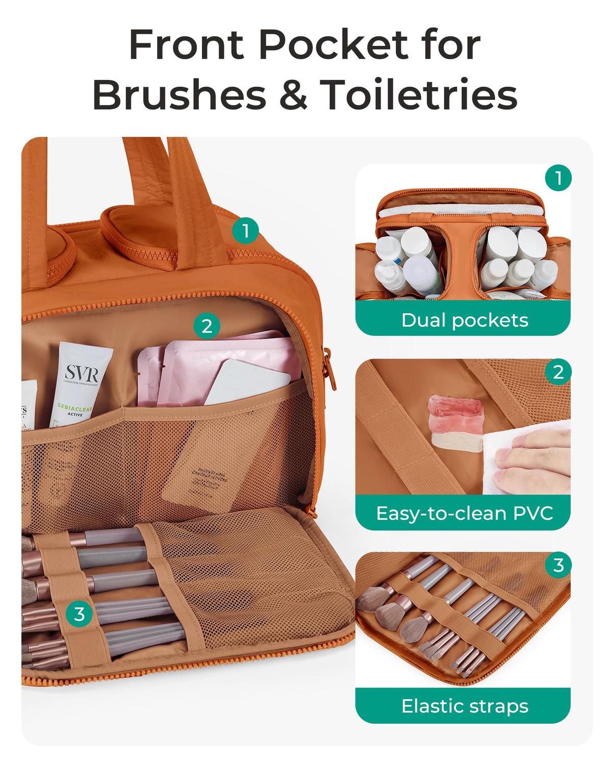 BAGSMART Travel Toiletry Bag showing interior compartments