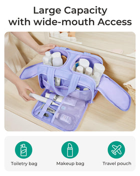 BAGSMART Travel Toiletry Bag showing large capacity compartments