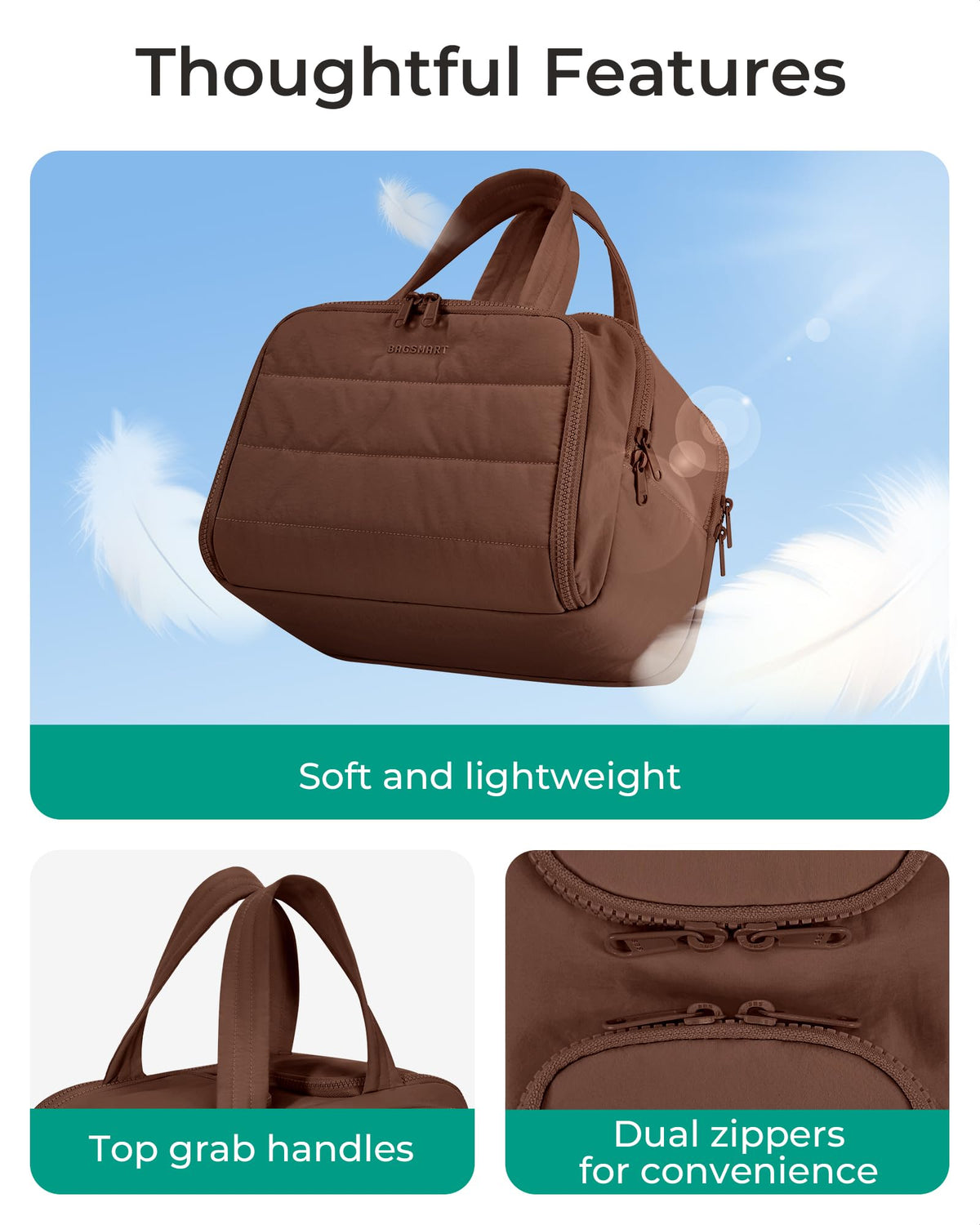 BAGSMART Travel Toiletry Bag showing waterproof PVC section