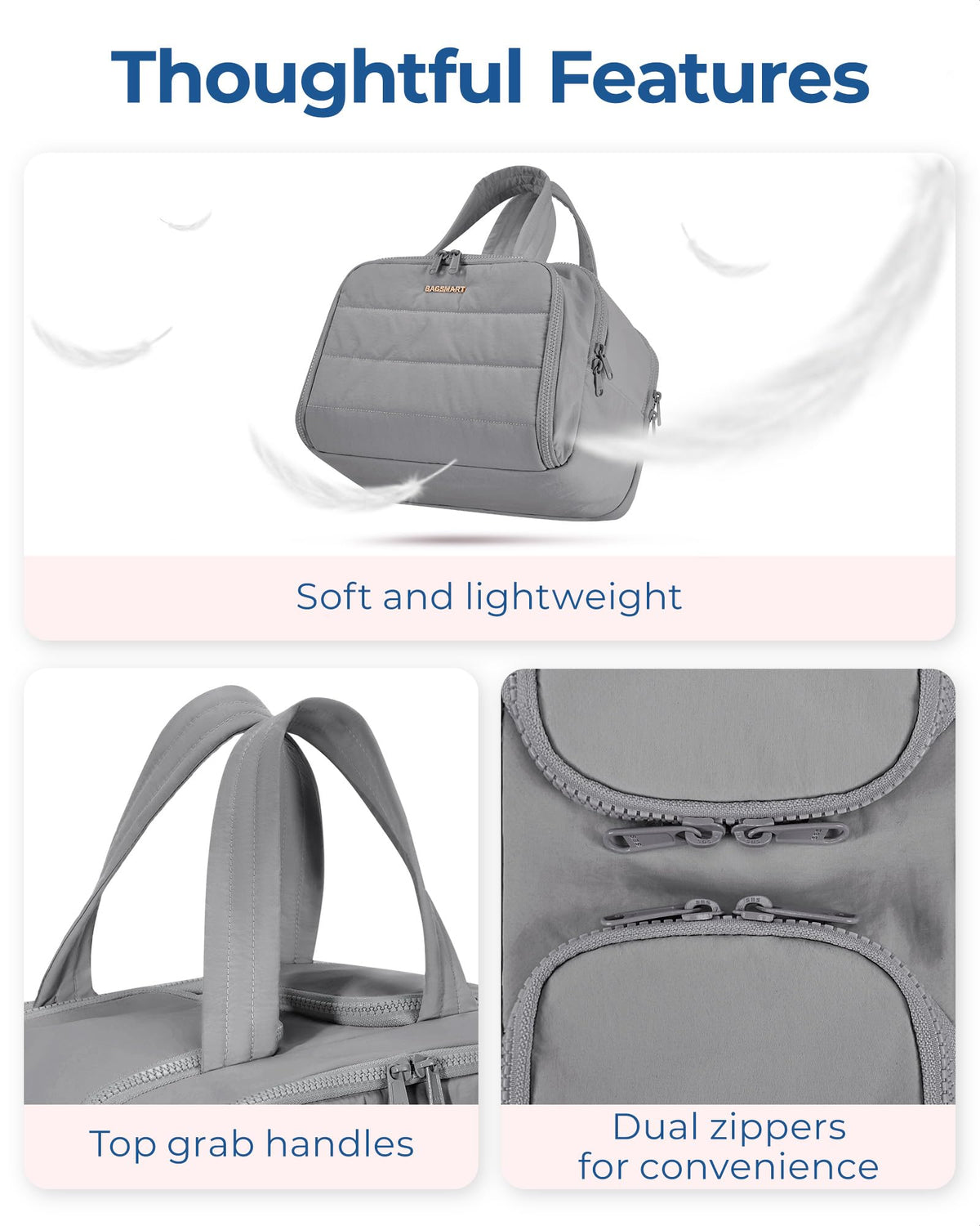 BAGSMART Travel Toiletry Bag side view showing compartments