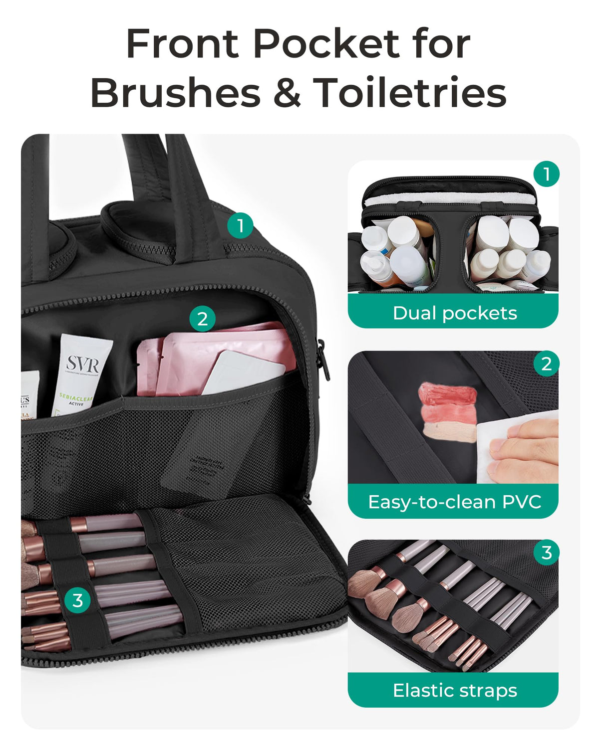 BAGSMART Travel Toiletry Bag side view showing compartments