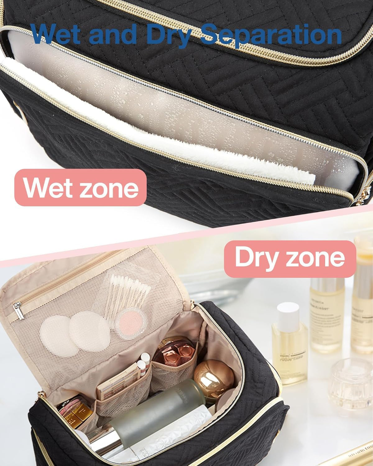 BAGSMART Travel Toiletry Bag side view showing pockets