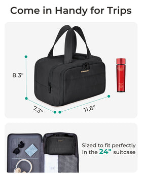 BAGSMART Travel Toiletry Bag side view with compartments