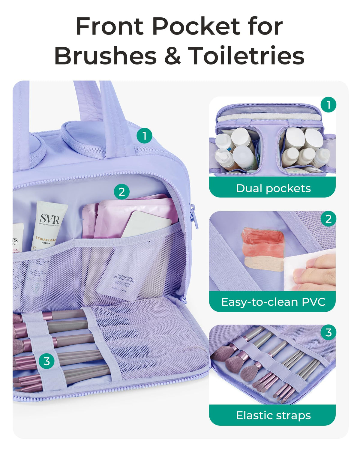 BAGSMART Travel Toiletry Bag side view with open compartments