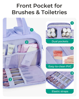 BAGSMART Travel Toiletry Bag side view with open compartments