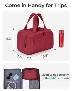 BAGSMART Travel Toiletry Bag side view with zipper open