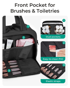 BAGSMART Travel Toiletry Bag side view with zipper open