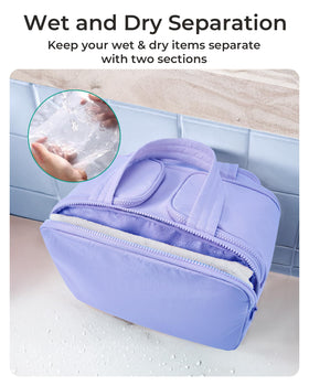 BAGSMART Travel Toiletry Bag with dry-and-wet separation feature