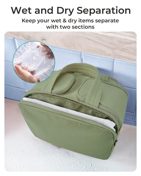 BAGSMART Travel Toiletry Bag with dry-and-wet separation feature