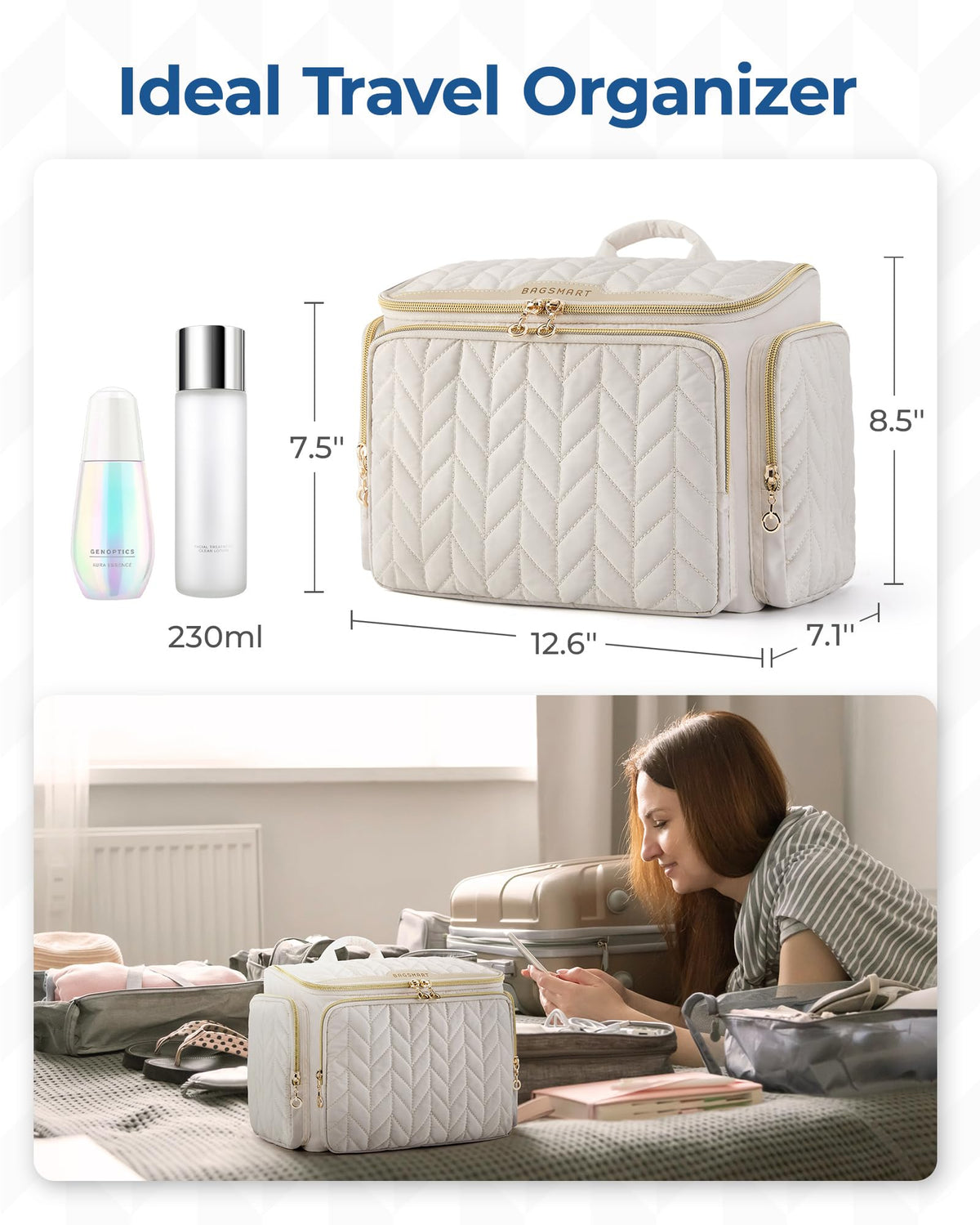 BAGSMART Travel Toiletry Bag with multiple storage pockets