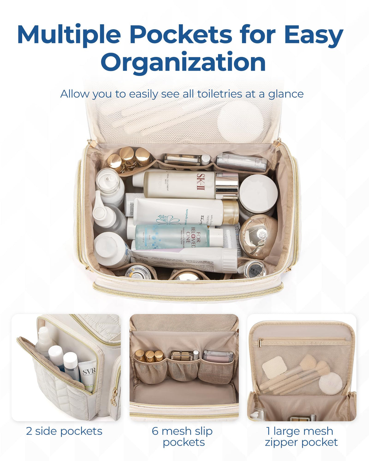BAGSMART Travel Toiletry Bag with waterproof pocket visible
