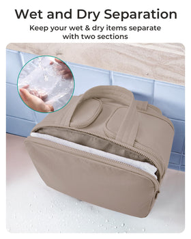BAGSMART Travel Toiletry Bag with wet and dry items separated