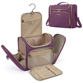 BAGSMART Women's Travel Toiletry Bag in purple front view