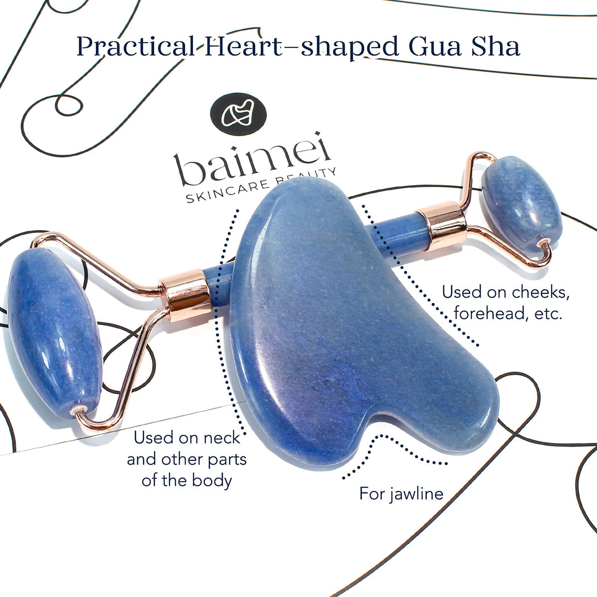 BAIMEI jade face roller close-up showing smooth texture