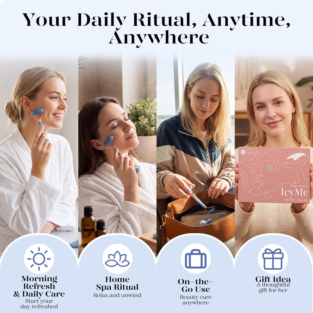 BAIMEI jade roller in a lifestyle setting
