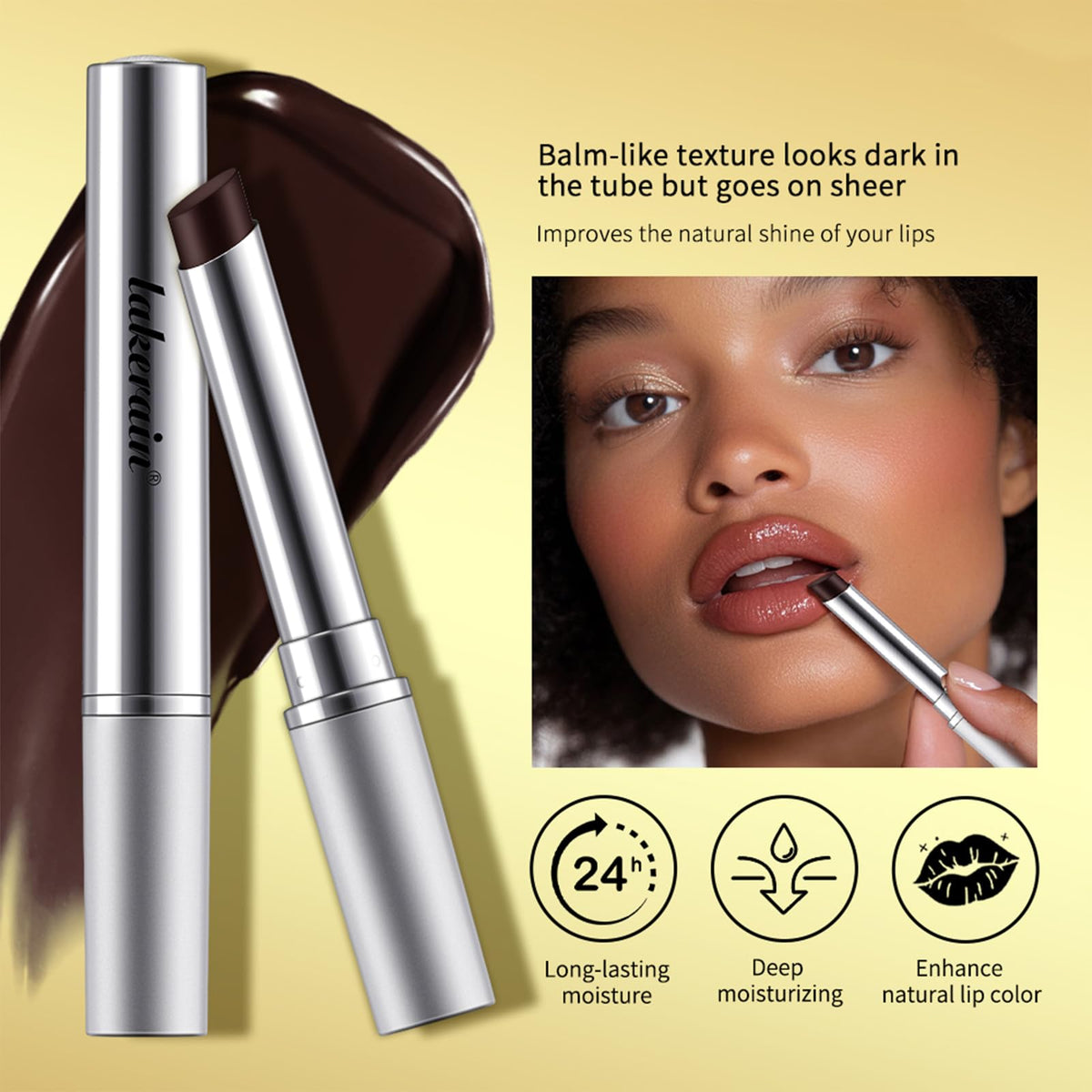 BAISEN DIARY Honey Lip Balm in Black shade close-up
