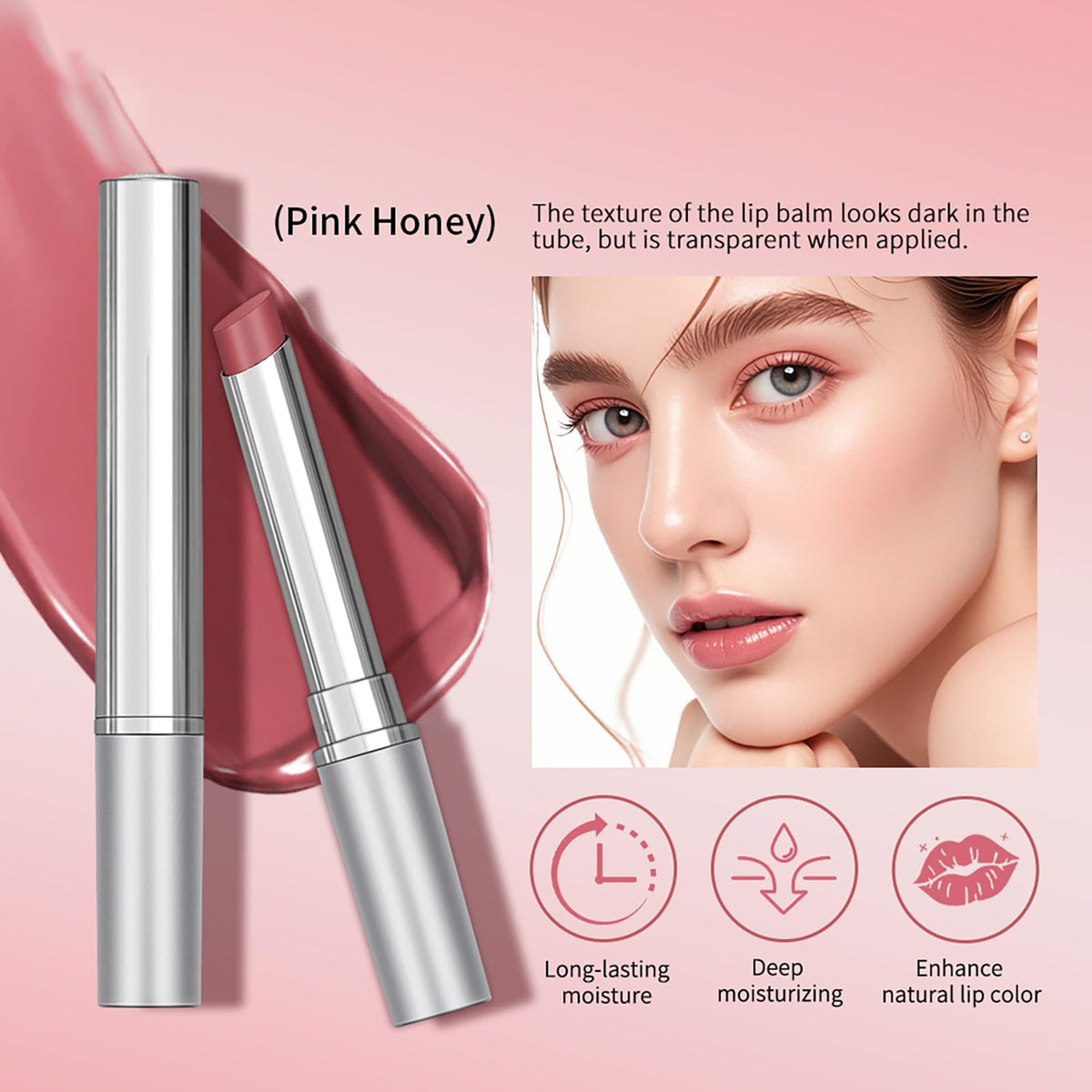 BAISEN DIARY Honey Lip Balm in Pink shade close-up