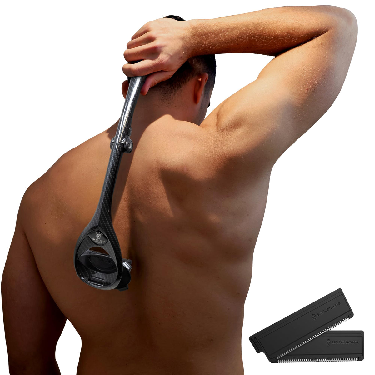 BAKBLADE 2.0 Back Shaver front view with ergonomic handle