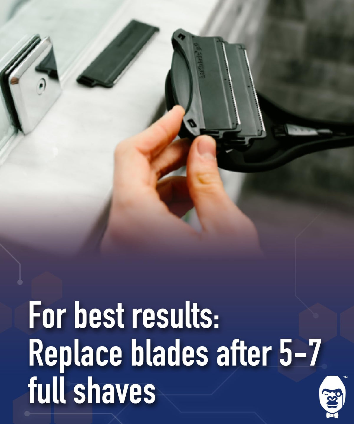 BAKBLADE Replacement Blade Cartridges in use on back shaver