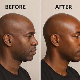 Bald Head Moisturizer displayed on a grooming shelf