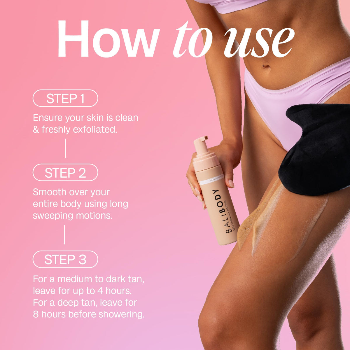 BALI BODY Self Tanner Mousse Dark 200ml packaging details