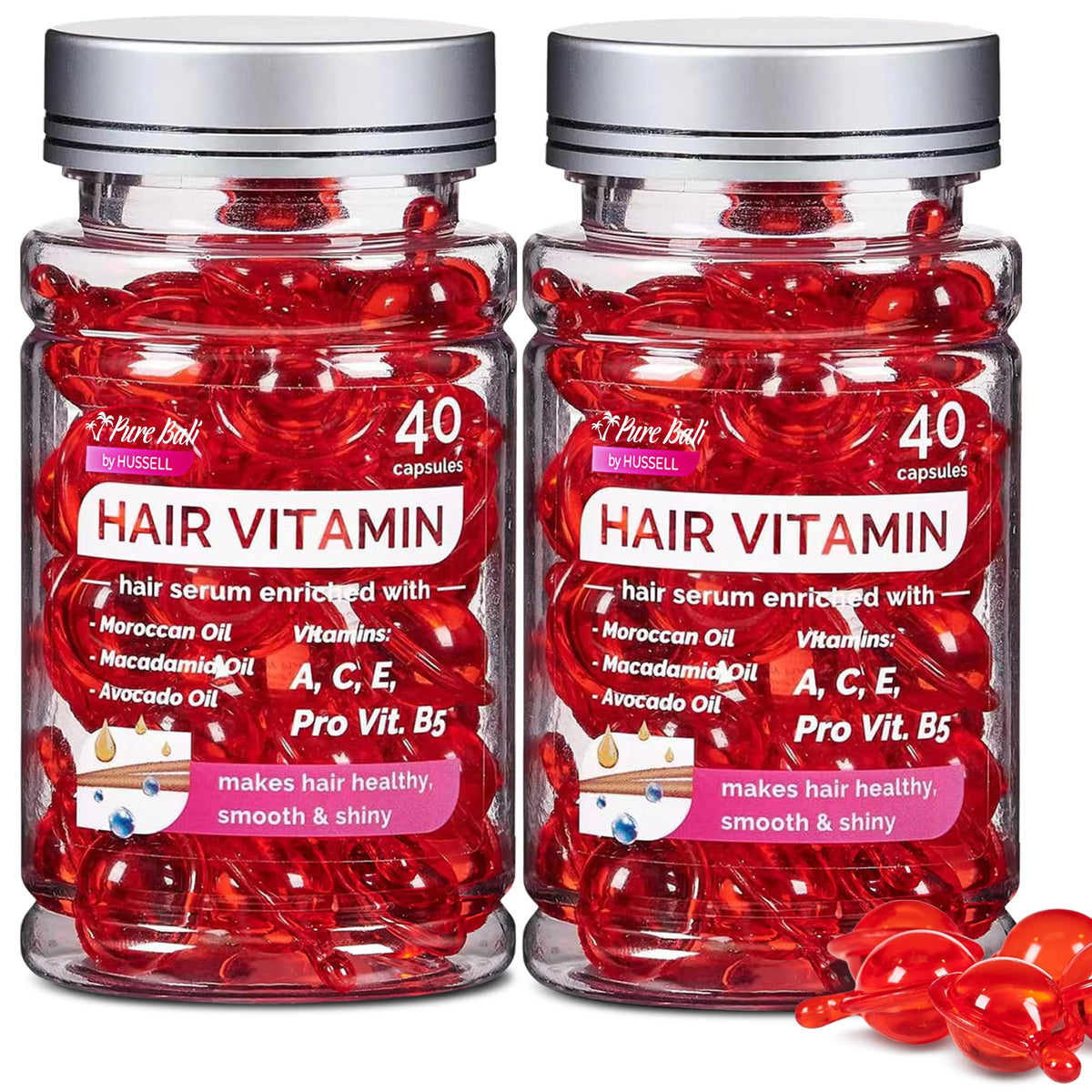 Bali Secret Hair Oil Capsules bottle front view with 80 capsules